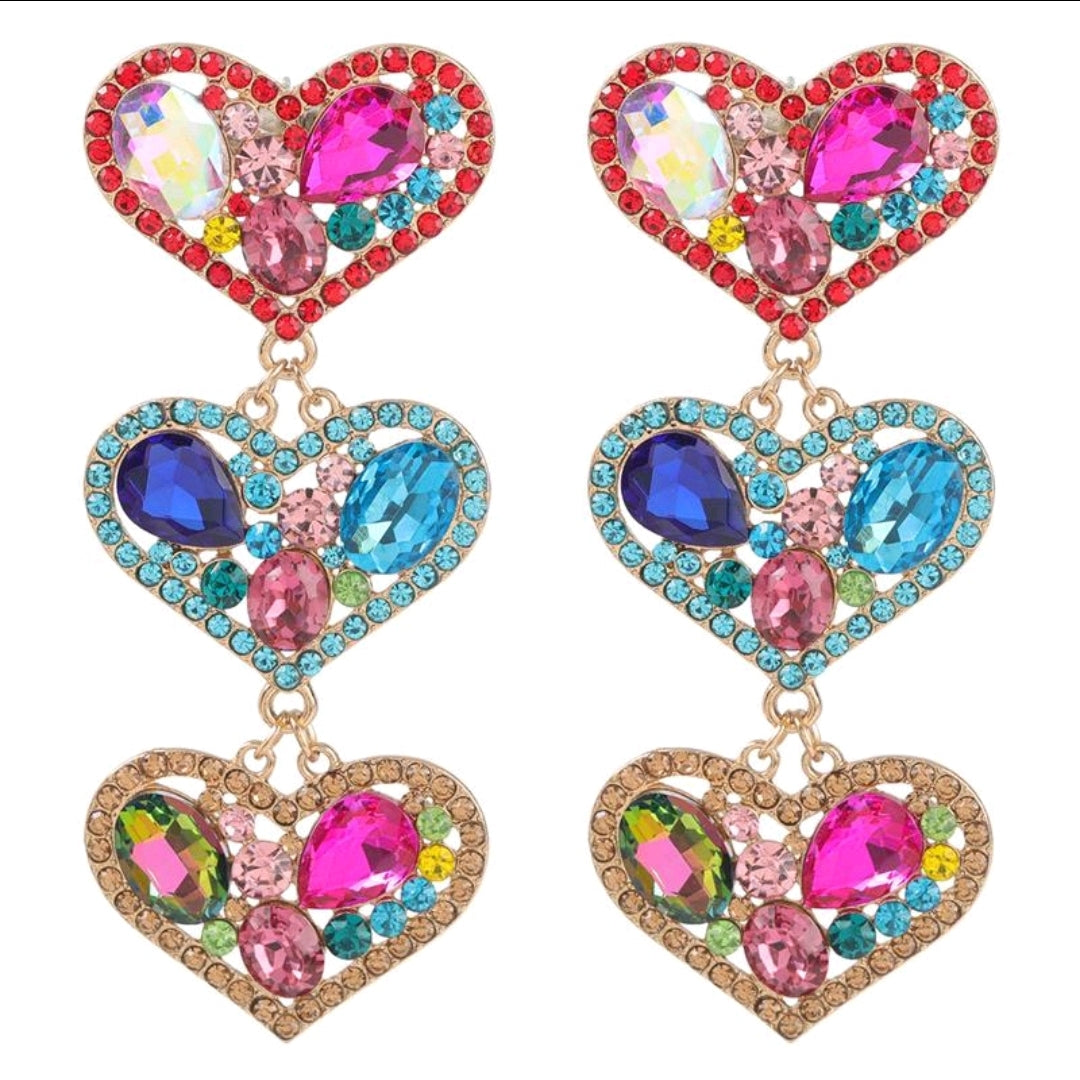 Bling Heart Drop Earrings