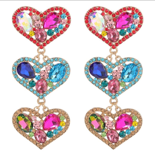 Bling Heart Drop Earrings